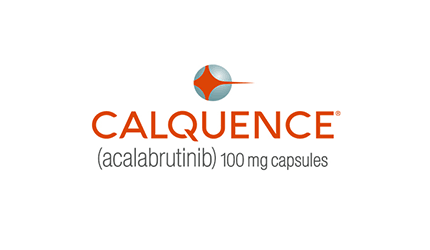 Calquence logo, drug